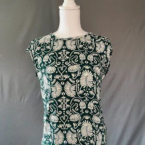 H&M Size 4 Green Leaf Print Sleeveless Blouse